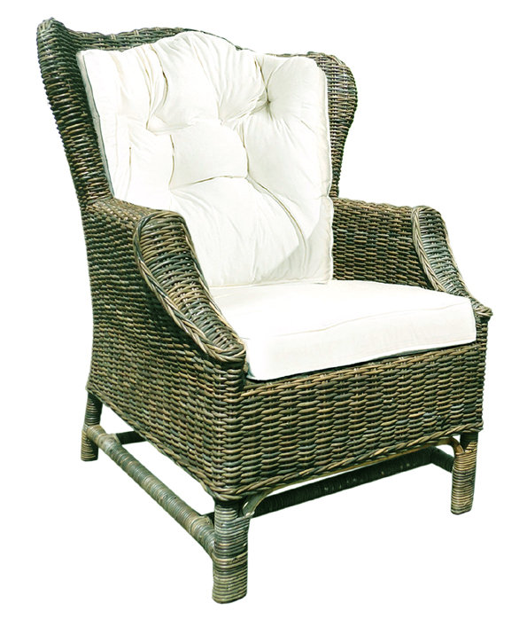 DArt Collection Rattan Wicker Wingback Chair Set with Cushions Wayfair